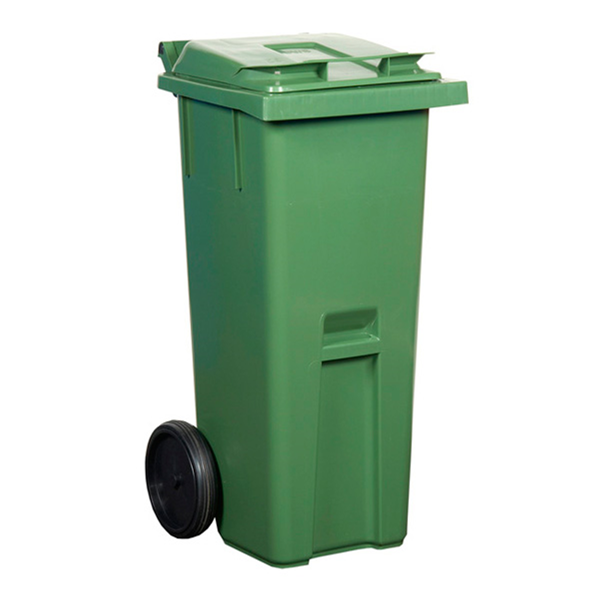 Grönt sopkärl.